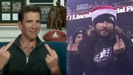 Eli Manning vindicated by Eagles fan flashing the double bird