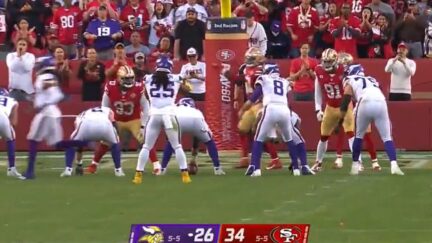 Kirk Cousins lines up under the wrong offensive lineman